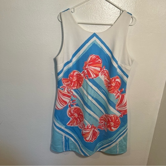 Lilly Pulitzer Callie for the Shell of it Dress Pool Blue Seashell Print L - Picture 3 of 14